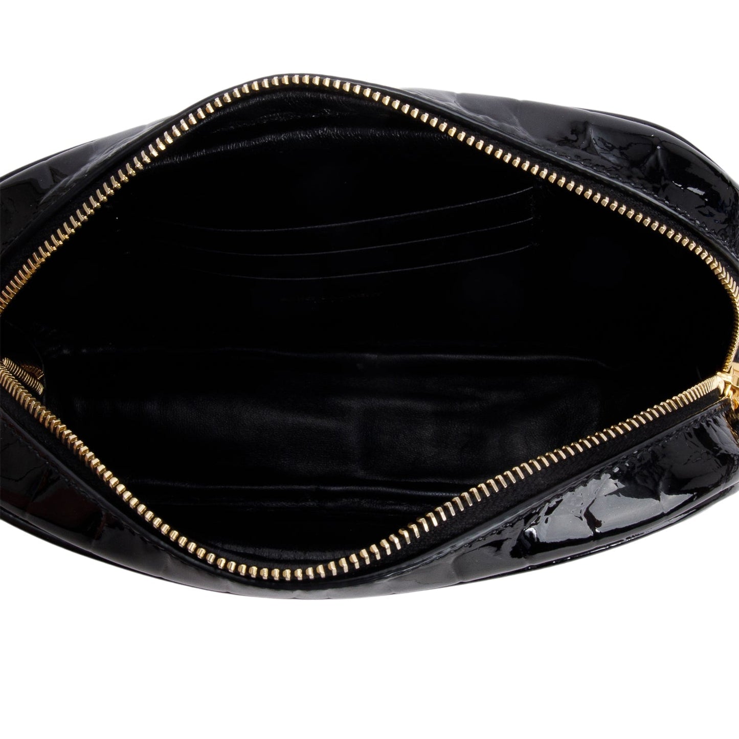Saint Laurent 2022 Black Croc Embossed Patent Leather Mini Lou Camera Bag