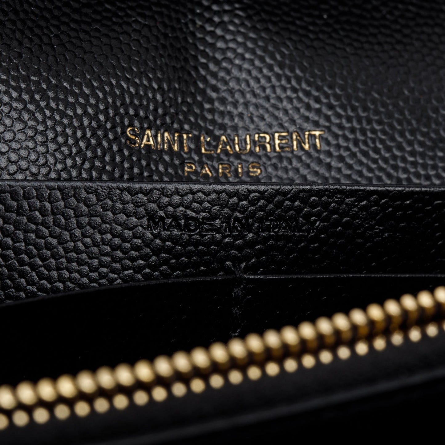 Saint Laurent 2022 Black Grain De Poudre Cassandre Envelope Chain Wallet