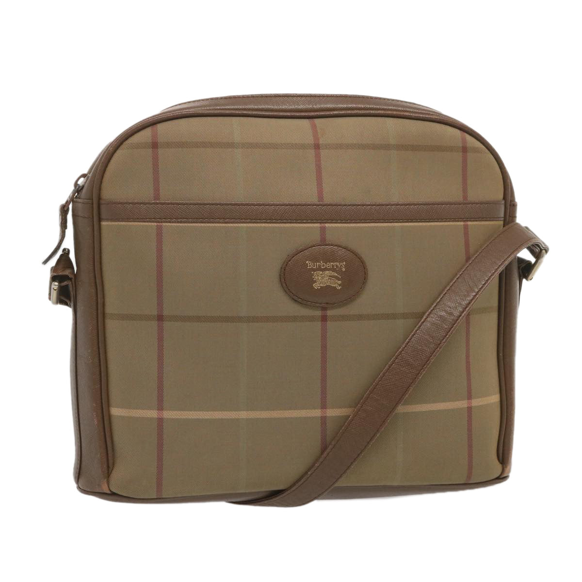 Luxury BurberrySs Nova Check Shoulder Bag Canvas Beige Auth 69572