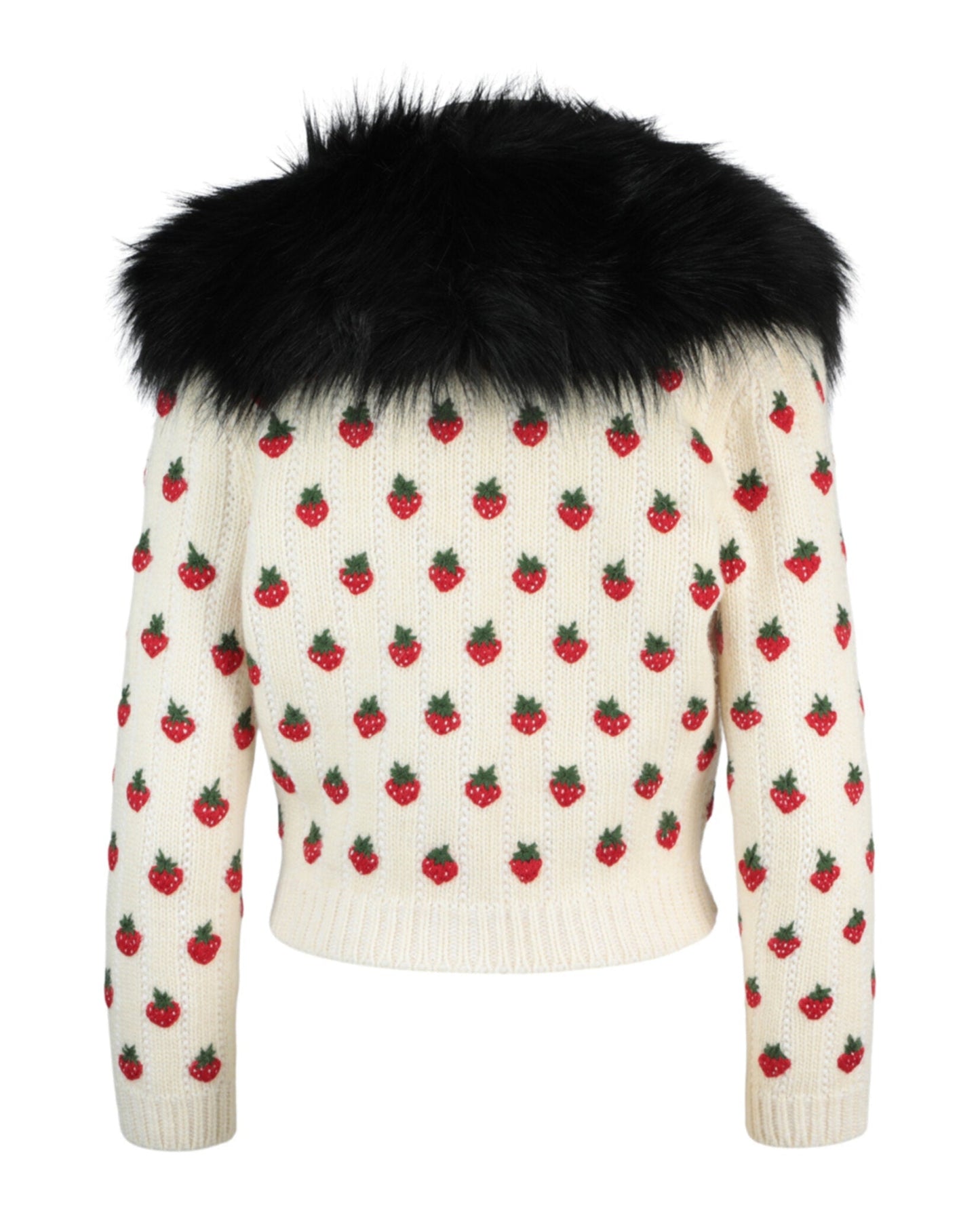 Gucci Womens Strawberry Embroidered Sweater