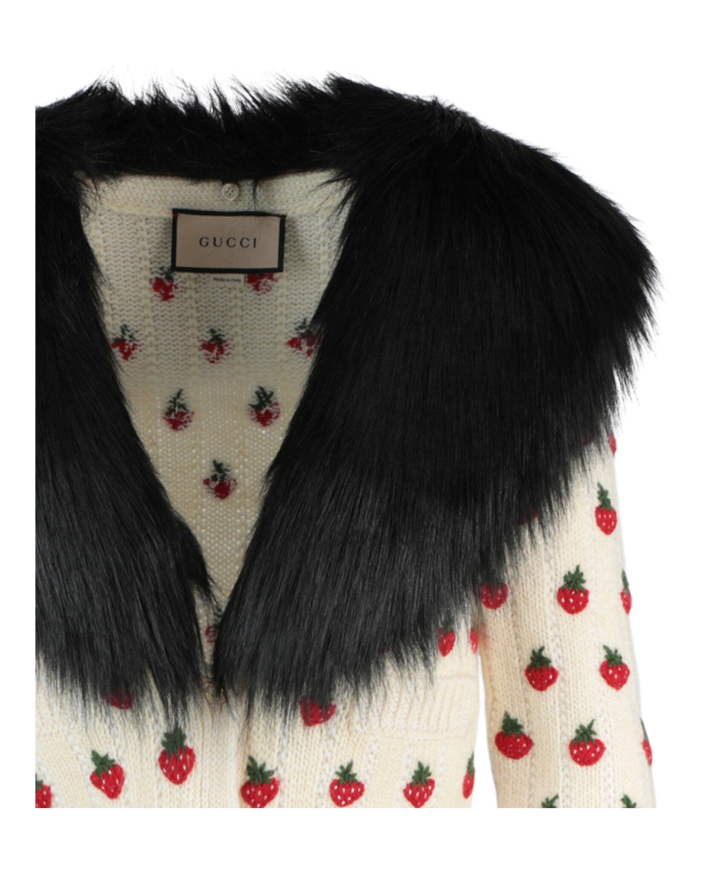 Gucci Womens Strawberry Embroidered Sweater