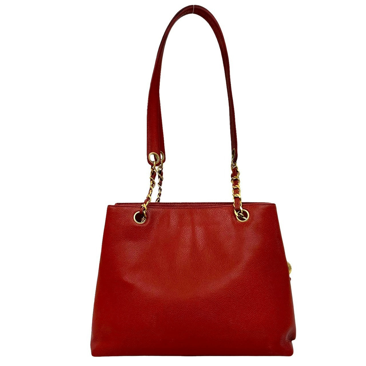 CHANEL Tote Bag Matt caviar skin Red