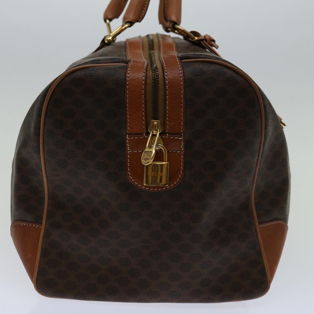 Luxury CELINE Macadam Canvas Boston Bag PVC Brown  69632