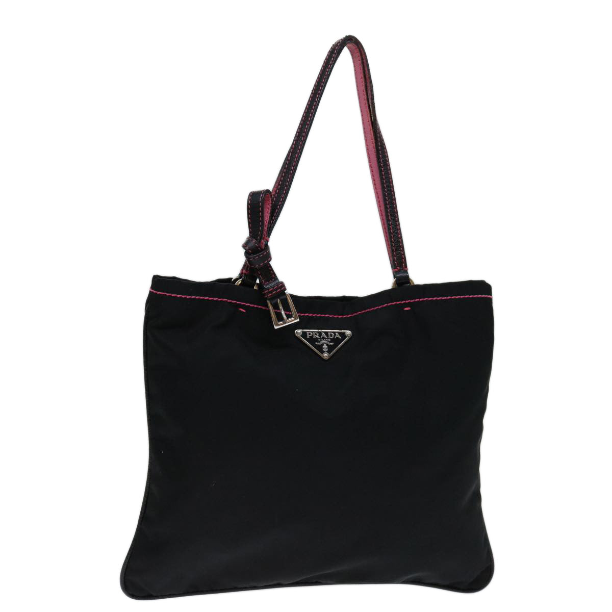 PRADA Hand Bag Nylon Black Auth 69648
