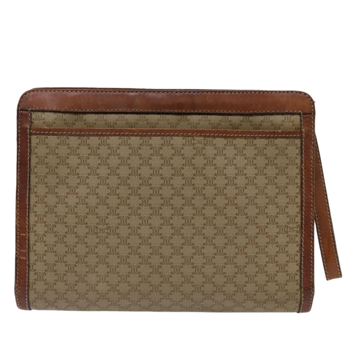 Luxury CELINE Macadam Canvas Clutch Bag PVC Beige Brown 69774