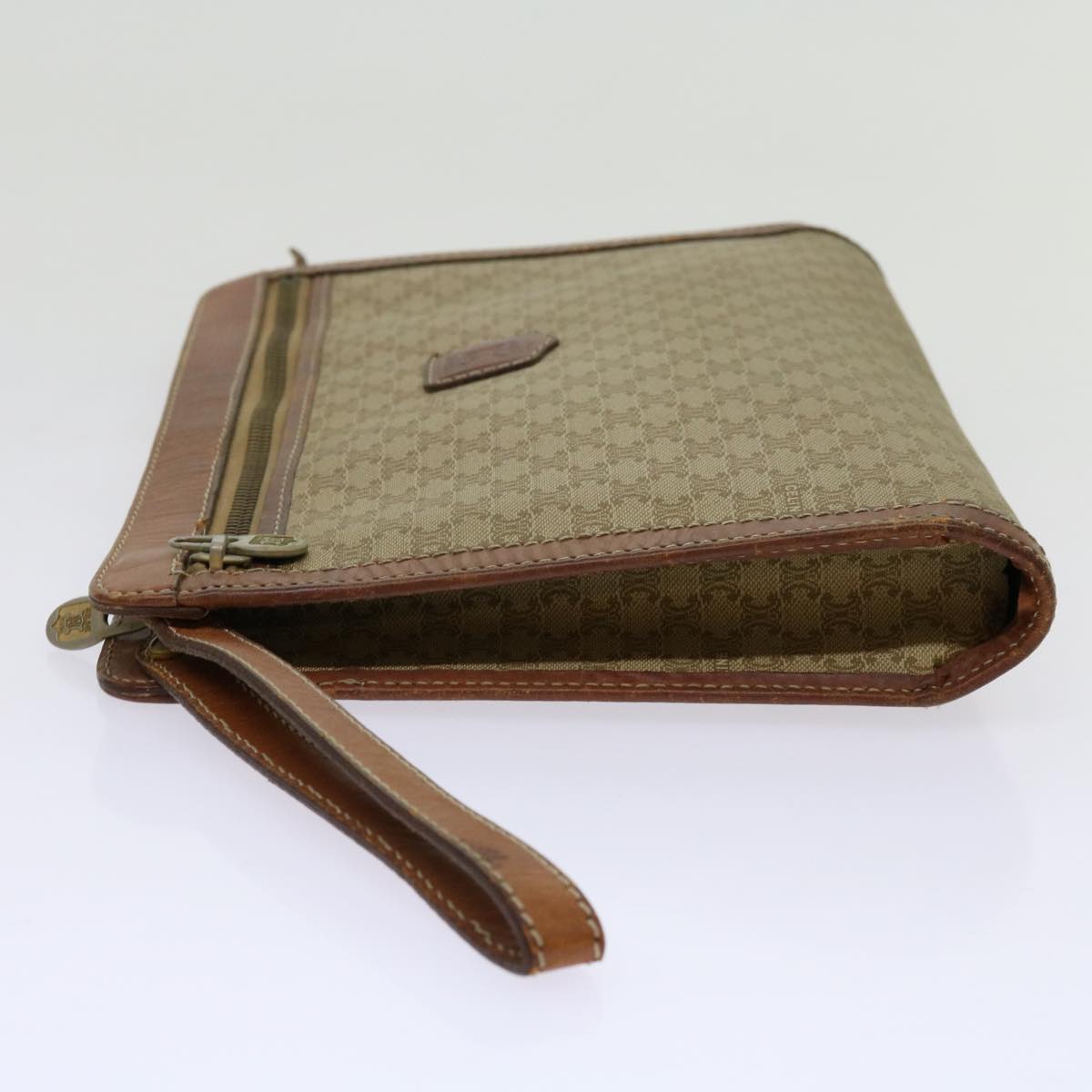 Luxury CELINE Macadam Canvas Clutch Bag PVC Beige Brown 69774