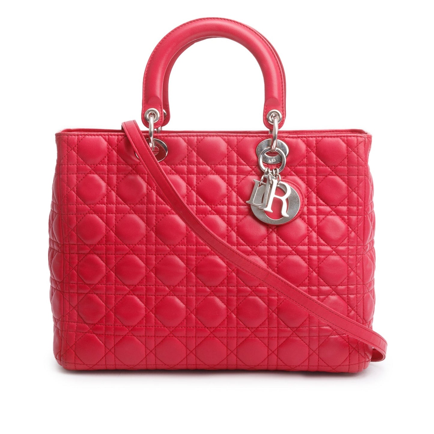 Christian Dior Pink Cannage Leather Large Lady Dior Bag