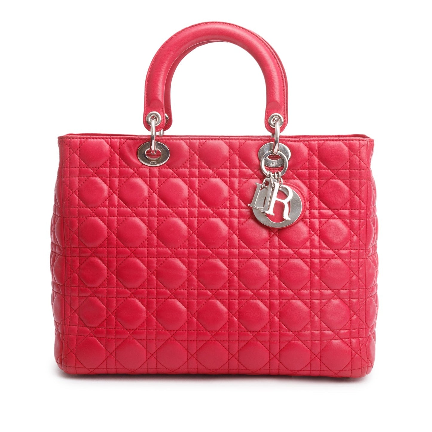 Christian Dior Pink Cannage Leather Large Lady Dior Bag