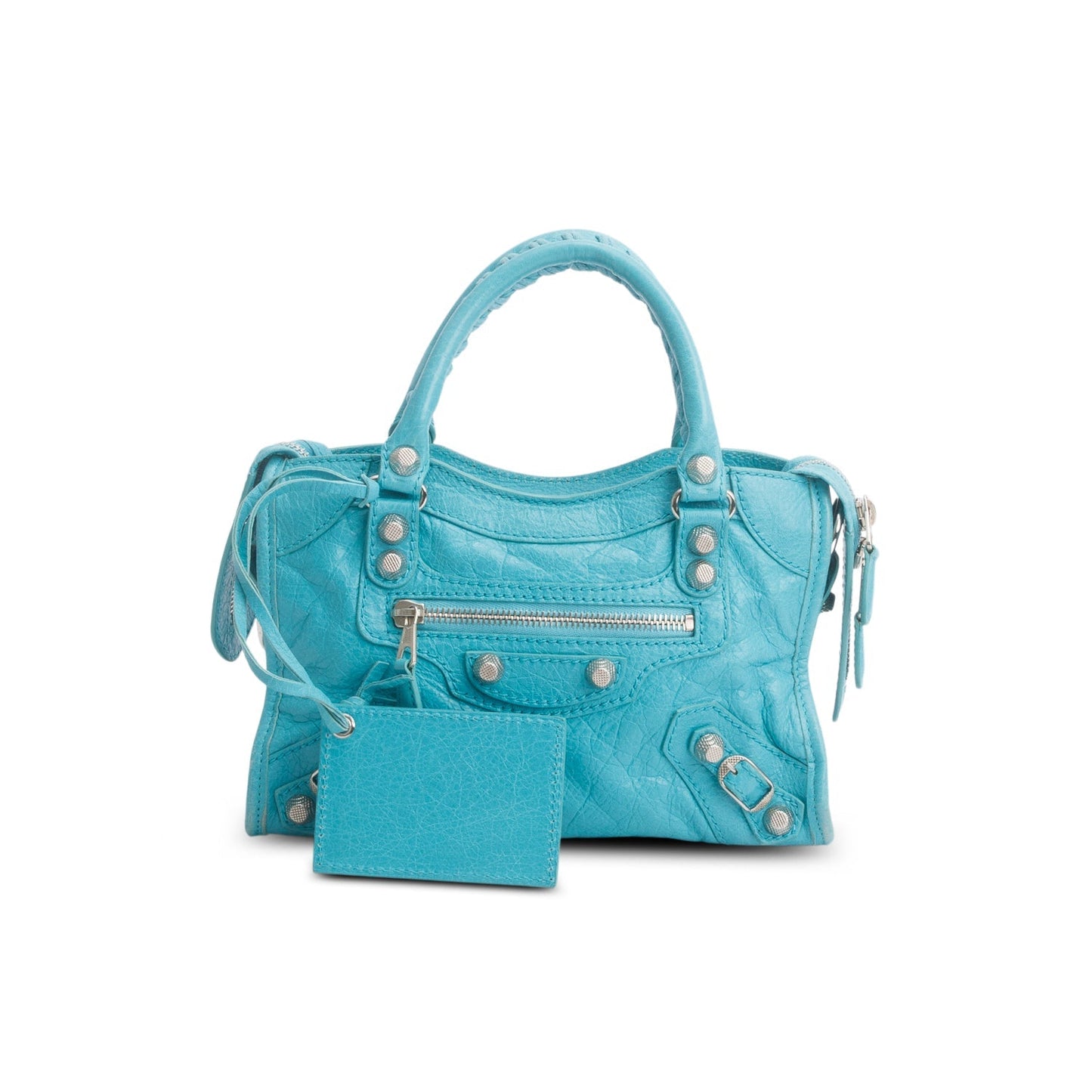Balenciaga Teal Arena Lambskin Leather Classic Mini City Bag