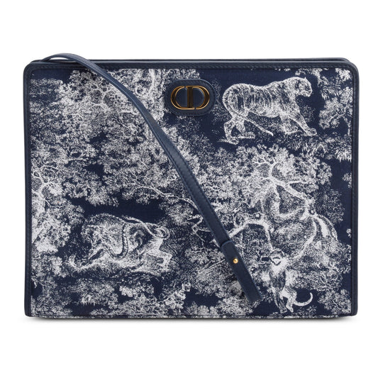 Christian Dior 2026 Blue Toile de Jouy Reverse Jacquard Dea 30 Montaigne Pouch