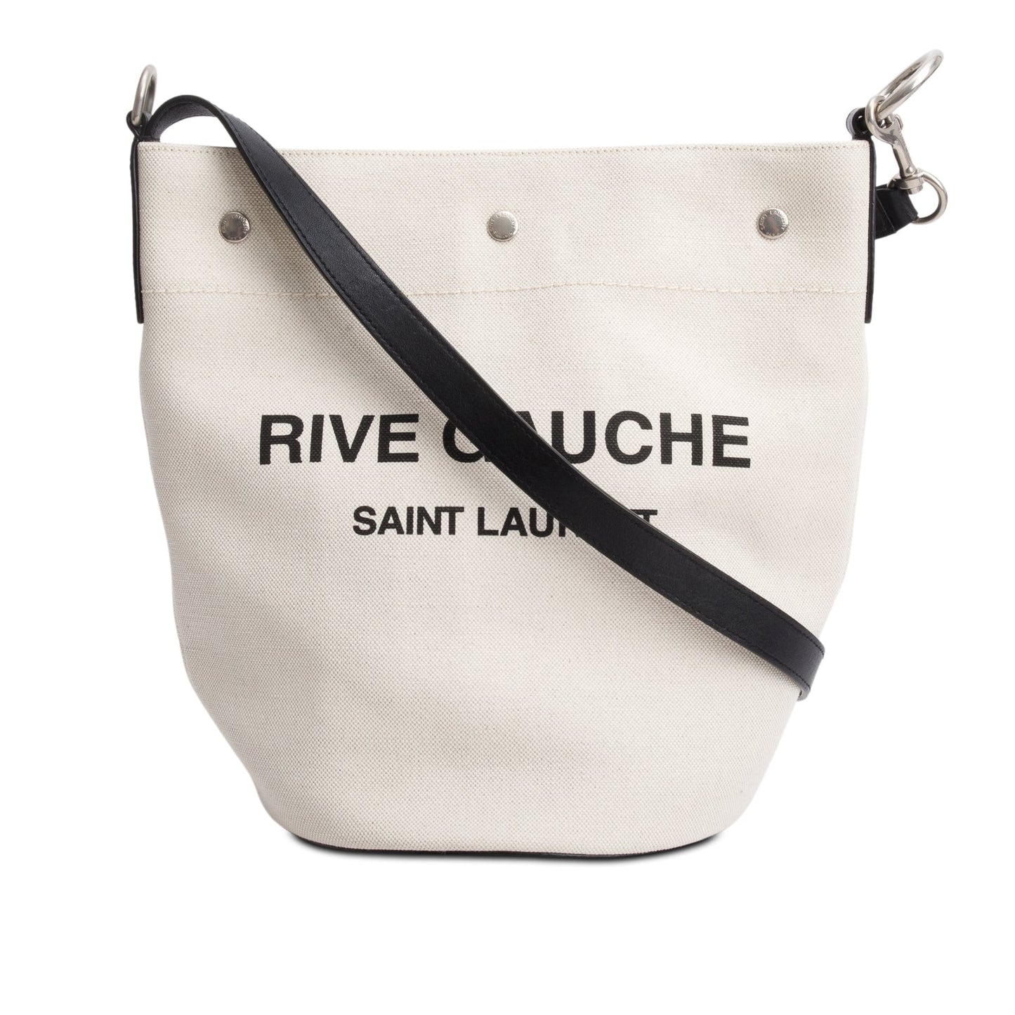 Saint Laurent 2022 Beige Linen Rive Gauche Bucket Bag
