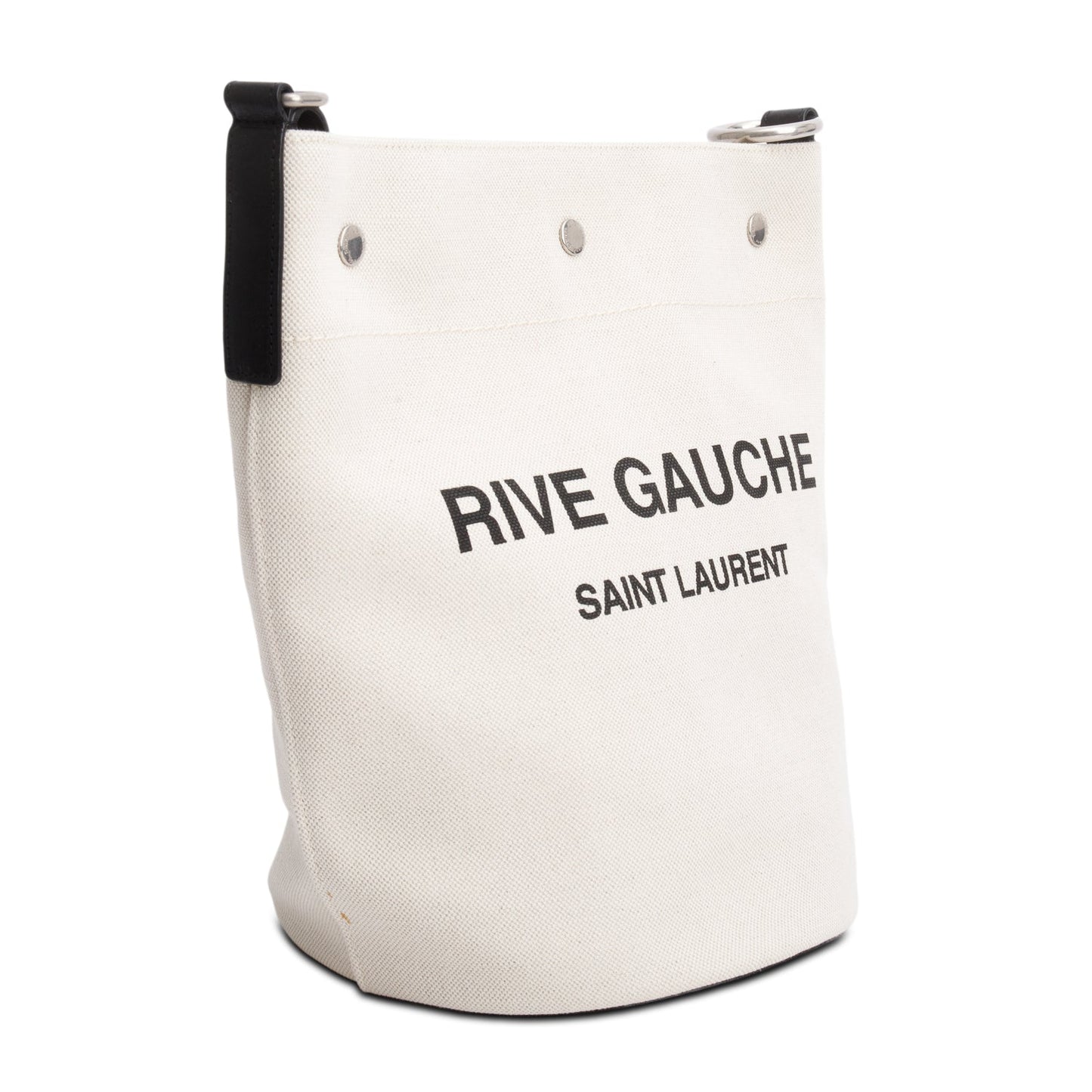 Saint Laurent 2022 Beige Linen Rive Gauche Bucket Bag