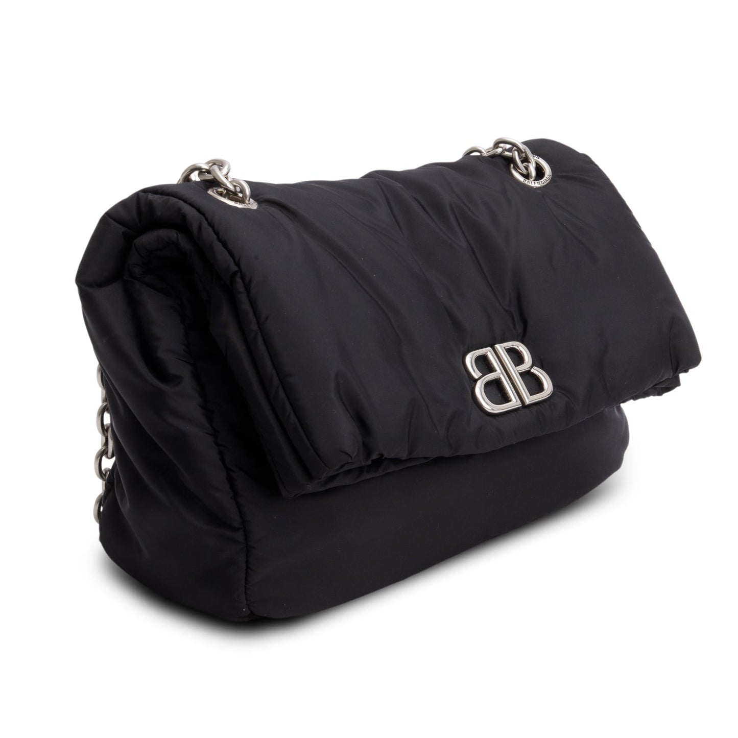 Balenciaga Black Nylon Mini Monaco BB Shoulder Bag