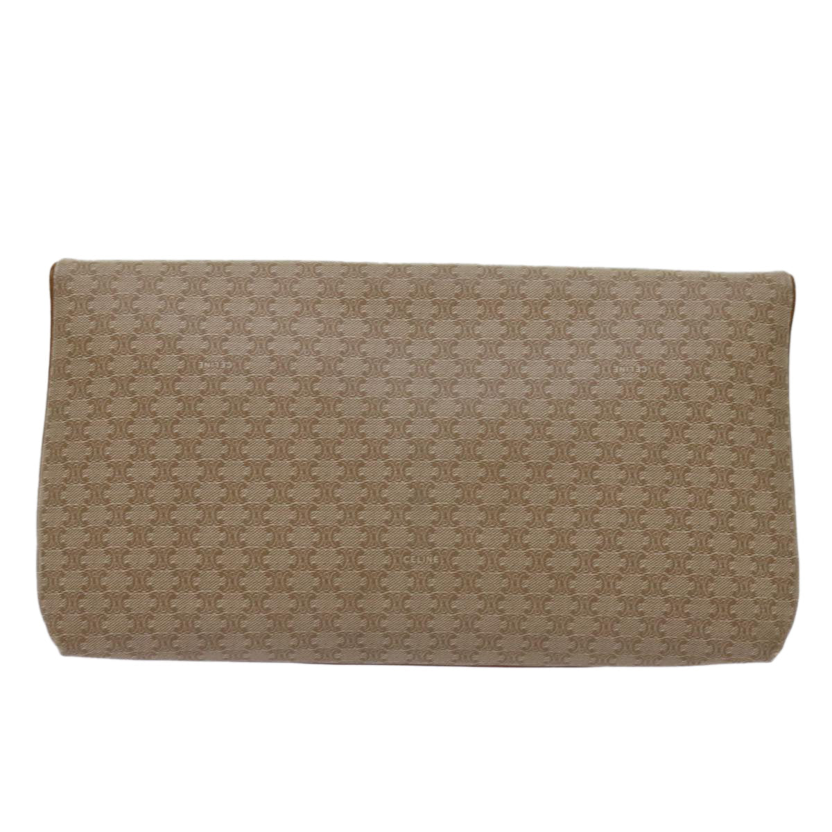 Luxury CELINE Macadam Canvas Clutch Bag PVC Beige Brown  69882