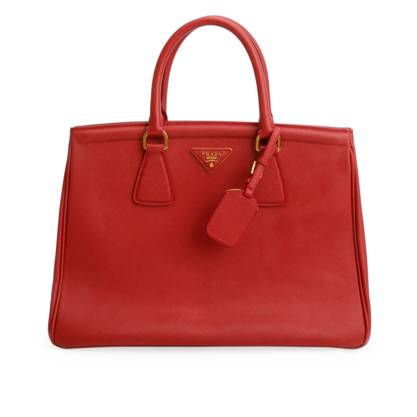 Prada Red Saffiano Lux Medium Parabole Tote