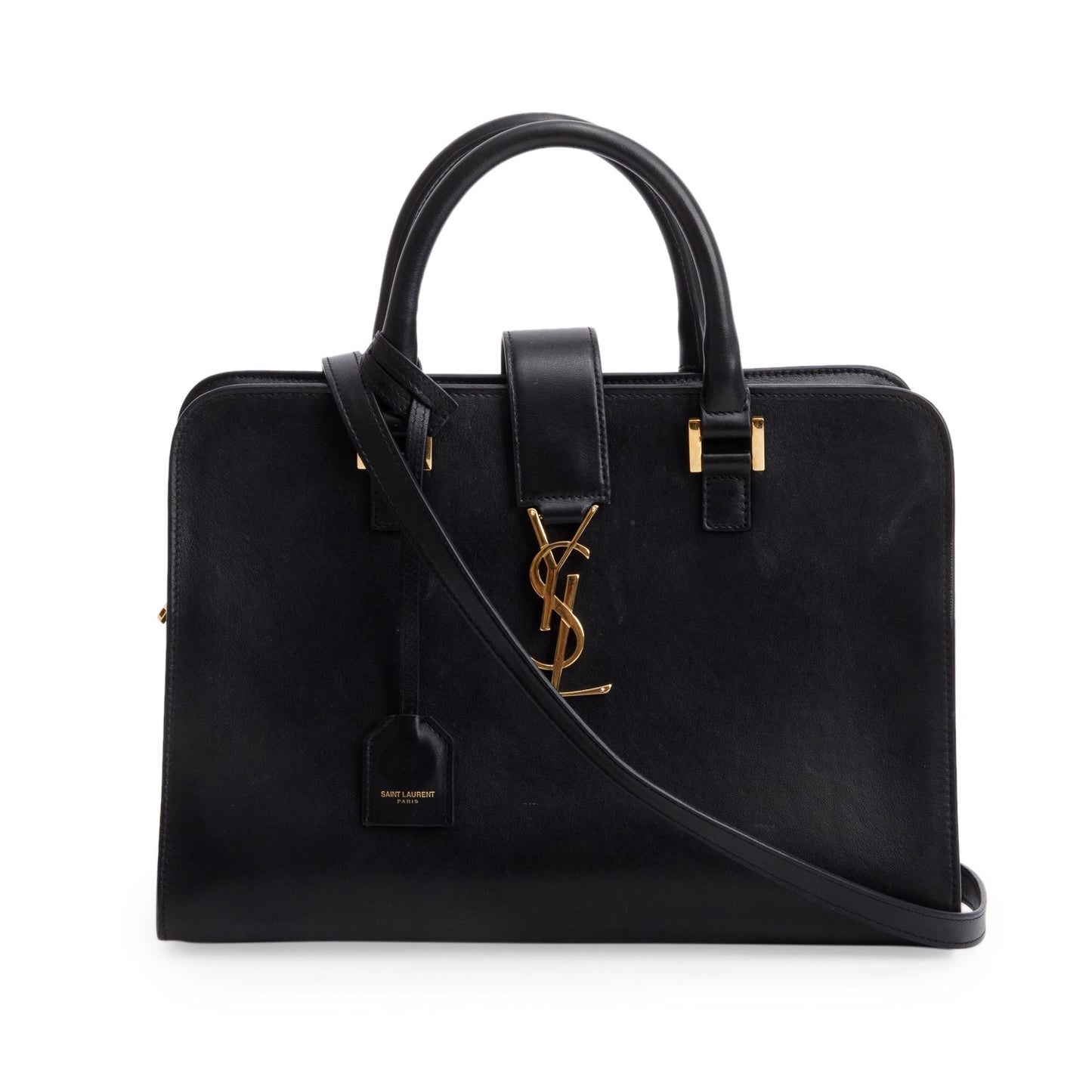 Saint Laurent Black Calfskin Leather Baby Cabas Tote Bag
