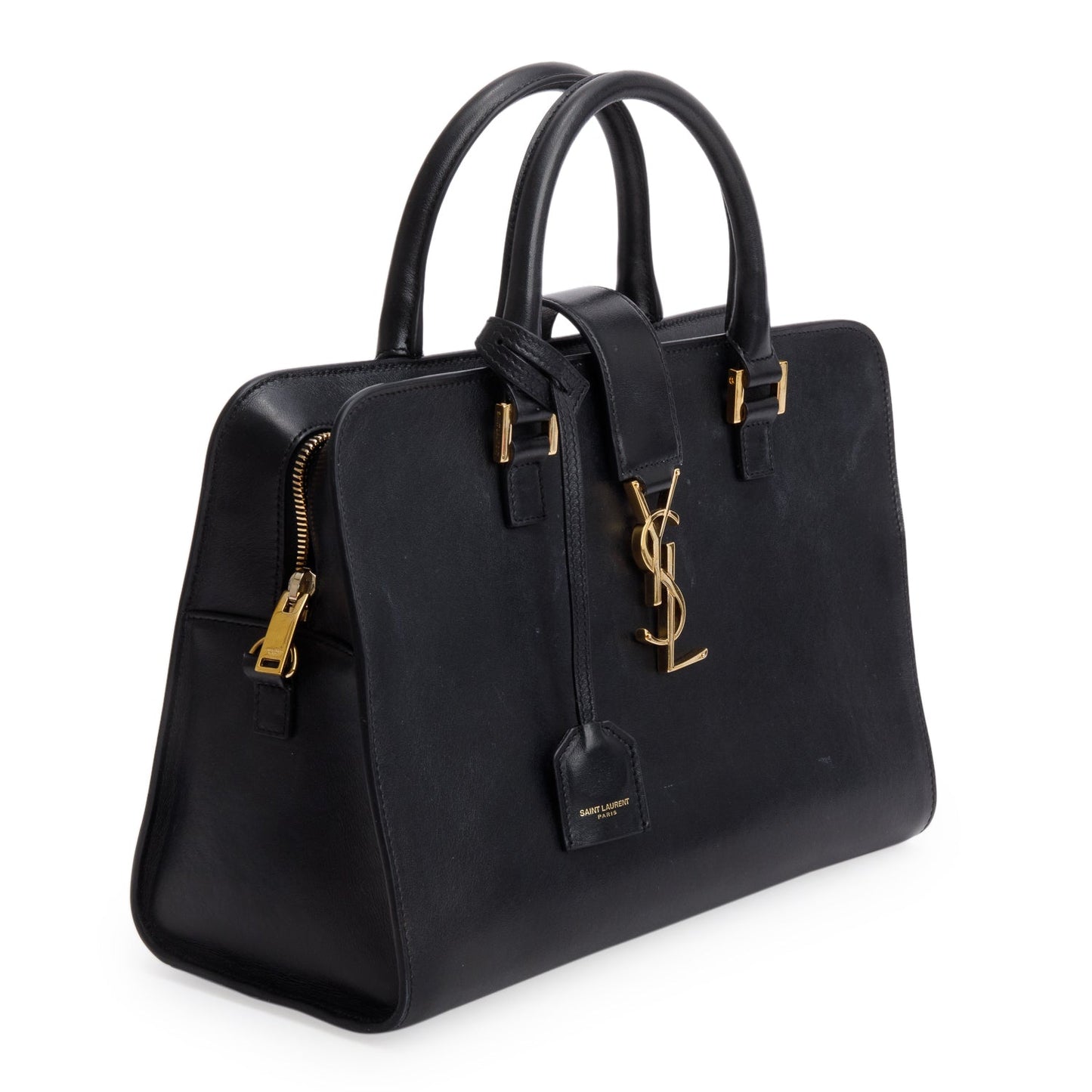 Saint Laurent Black Calfskin Leather Baby Cabas Tote Bag