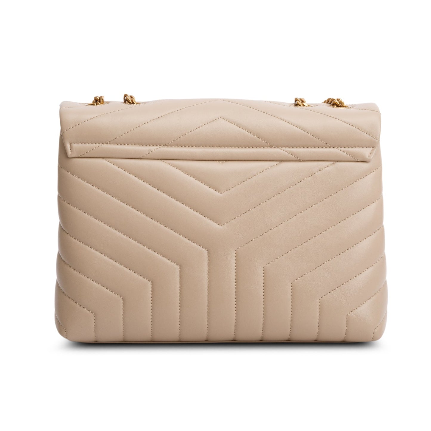 Saint Laurent 2022 Beige Calfskin Y Quilted Monogram Medium Loulou Chain Satchel