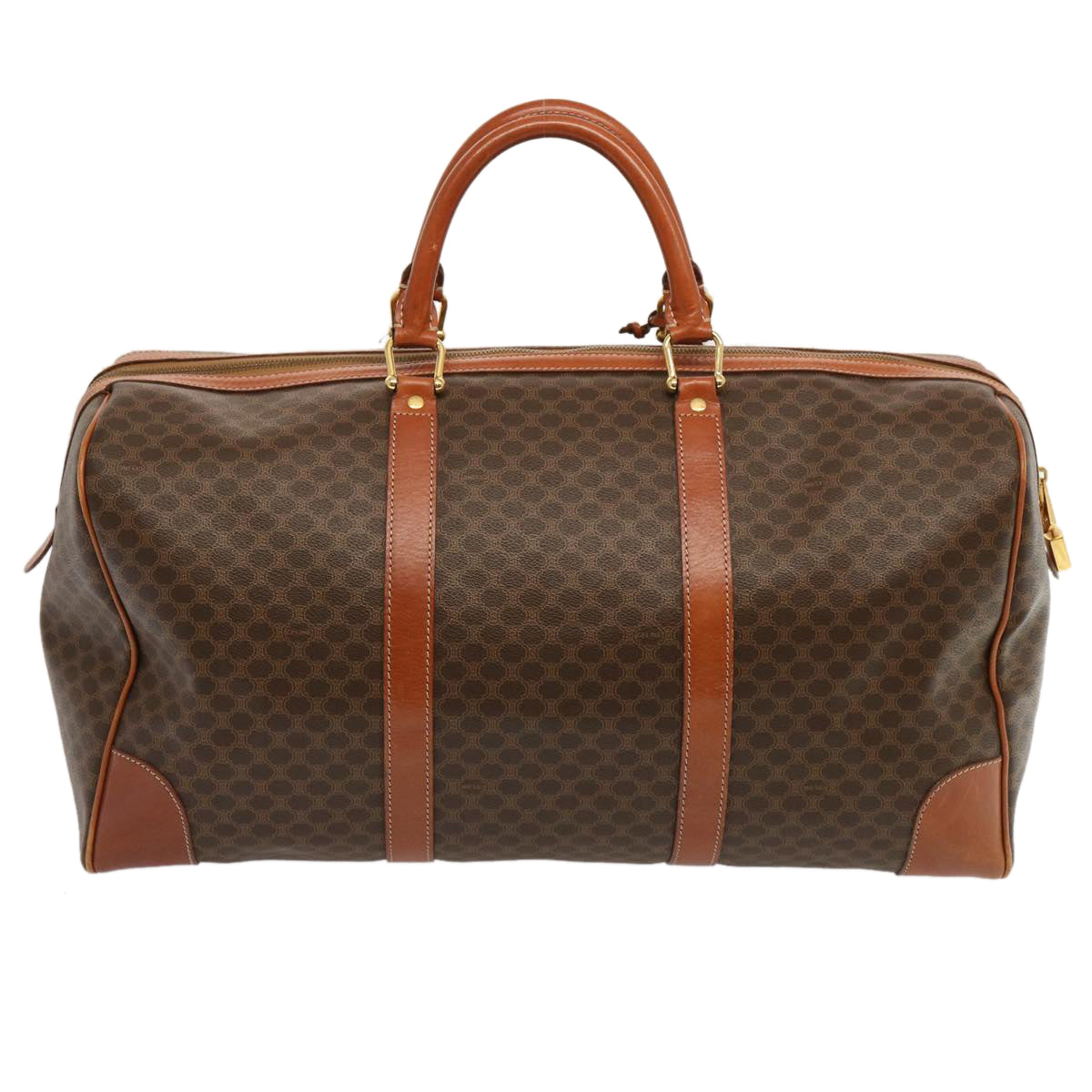 Luxury CELINE Macadam Canvas Boston Bag PVC Brown  69967
