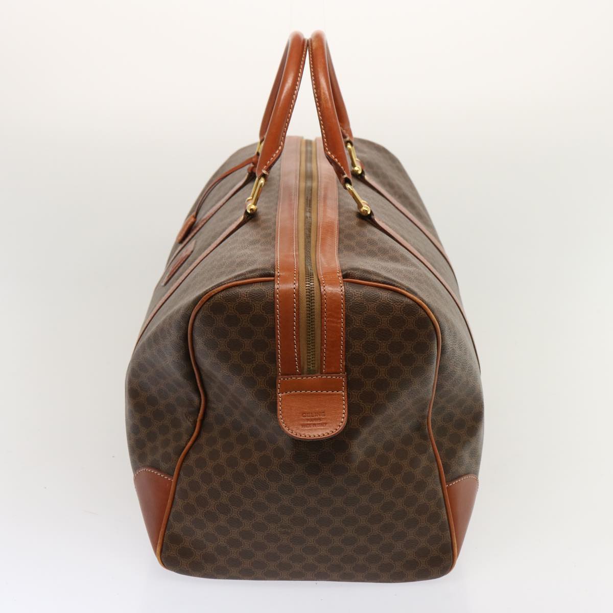 Luxury CELINE Macadam Canvas Boston Bag PVC Brown  69967