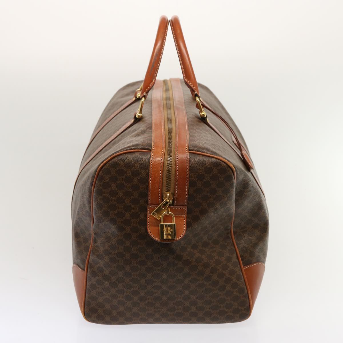 Luxury CELINE Macadam Canvas Boston Bag PVC Brown  69967