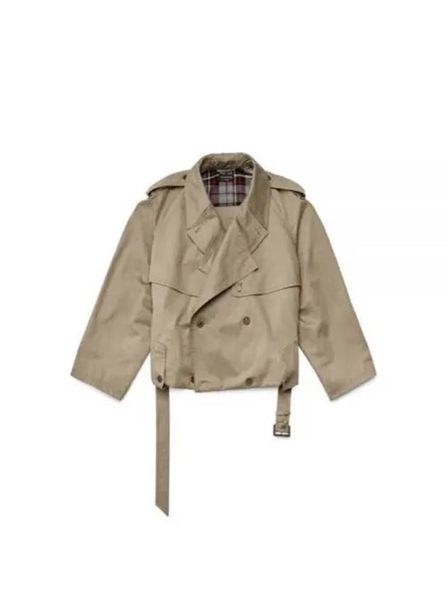 Luxury Balenciaga Trending 2026 Fold Cotton Twill Short Trench Coat Beige