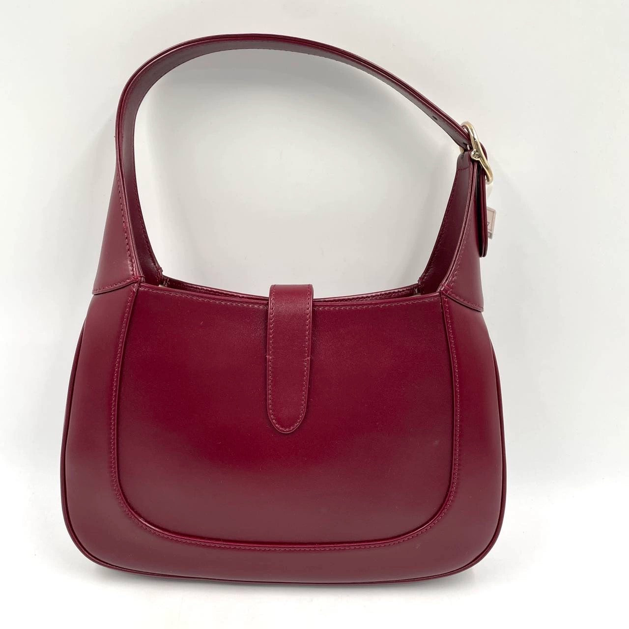 Gucci Jackie 1961 Small Ancora Red Burgundy Leather Shoulder Bag Clasp S24