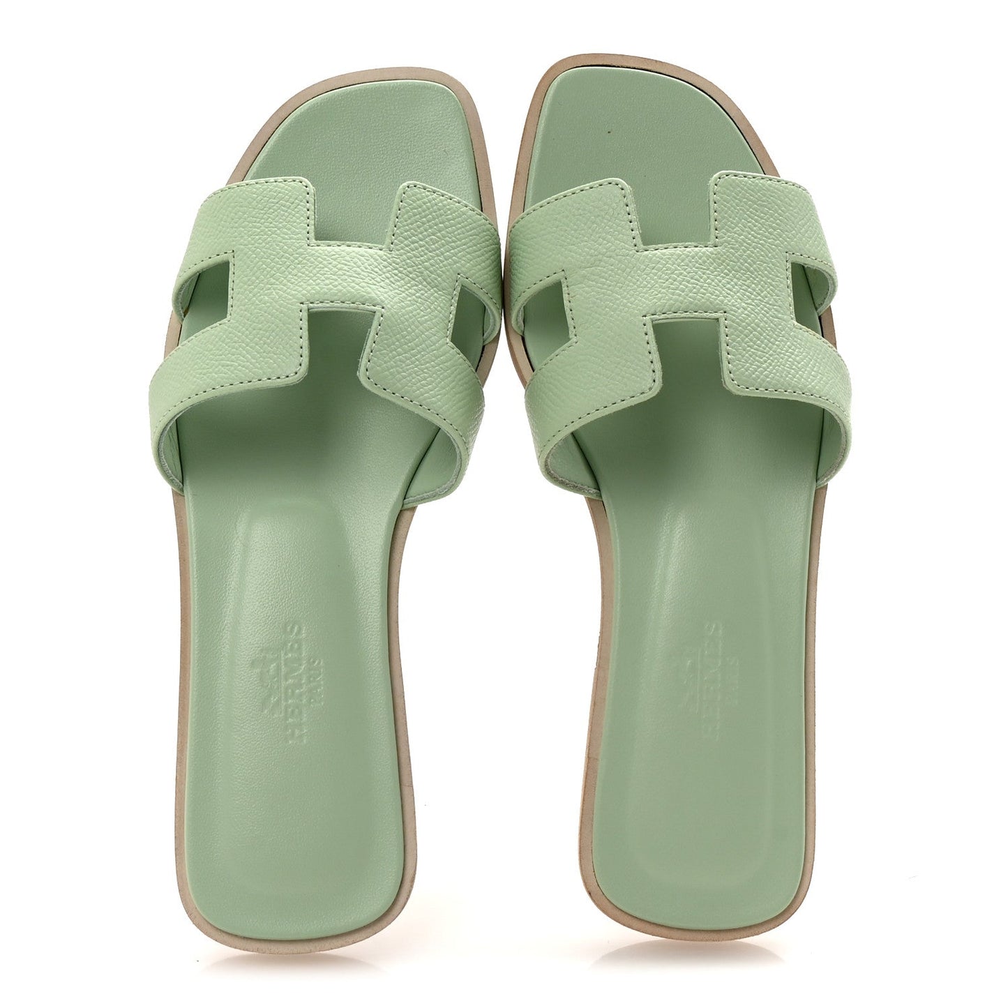Hermes Epsom Oran Sandals 35 Vert Jade