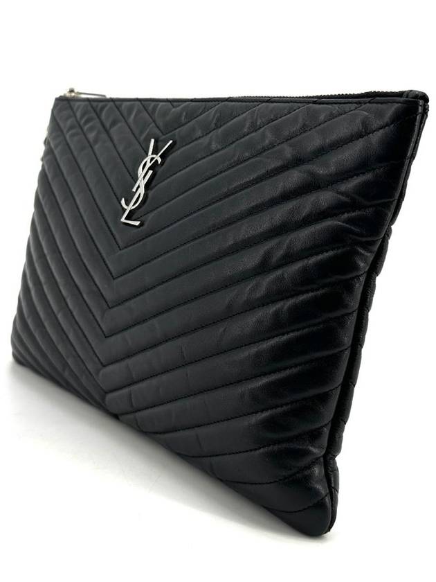 Luxury Saint Laurent Trending 2025 Monogram silver clutch new medium 559193