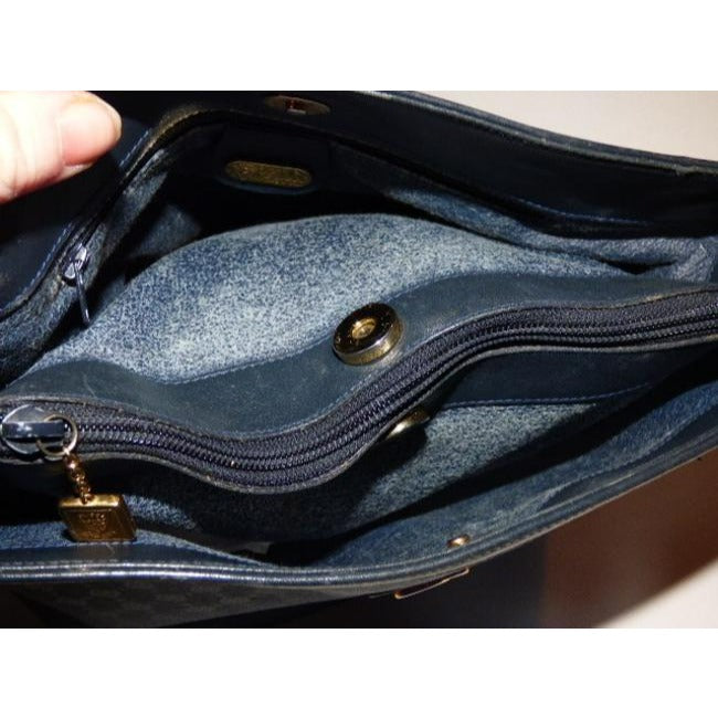 Gucci Vintage Pursesdesigner Purses Blue Small G Logo Coated Canvas And Leather Satchel