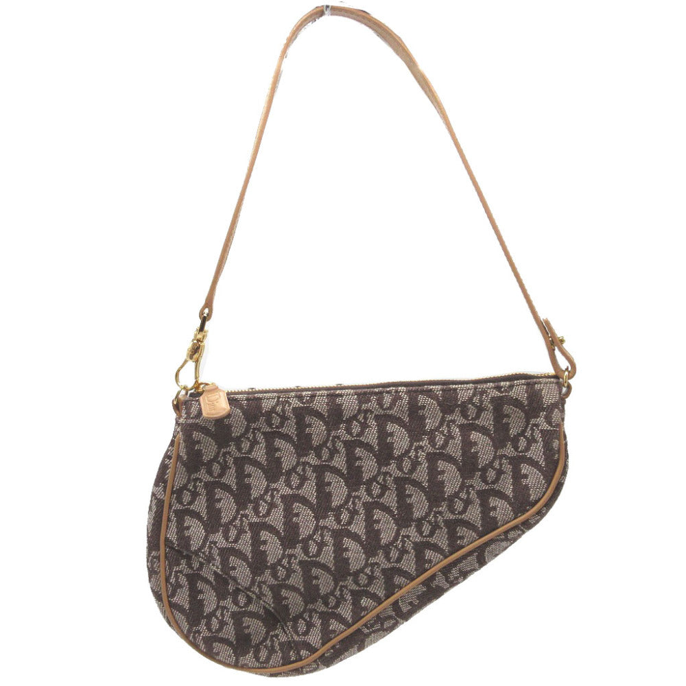 Christian Dior Handbag canvas Brown Saddle pouch Trotter Women