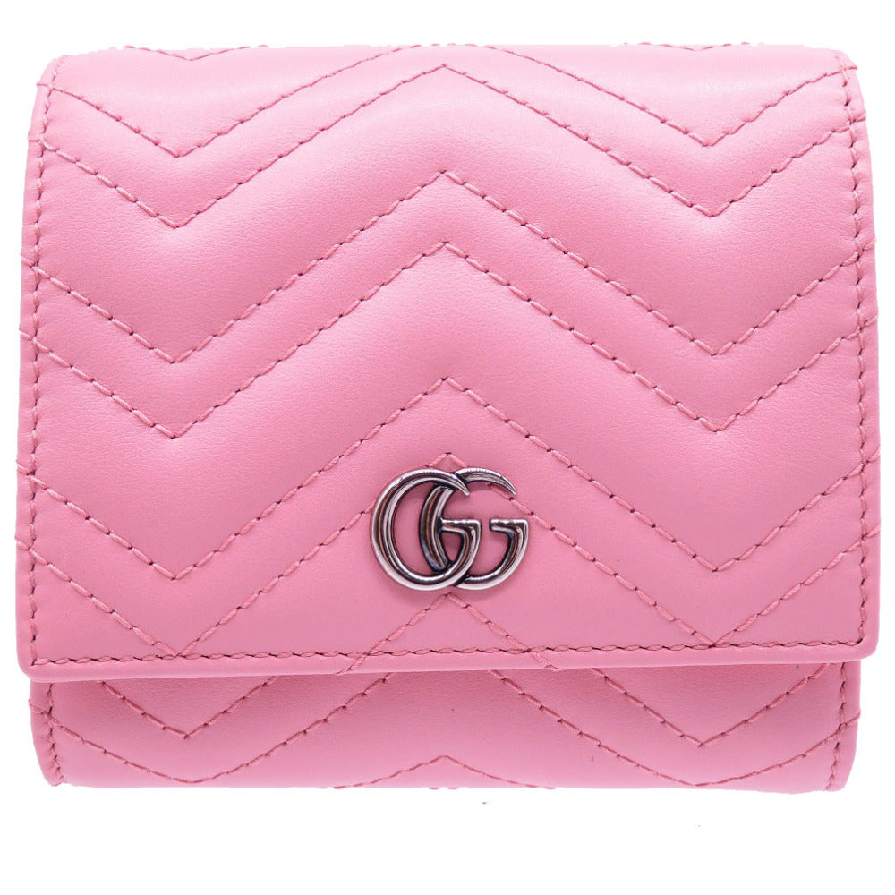 GUCCI Bifold Wallet 598629 leather pink Compact wallet GG Marmont Women
