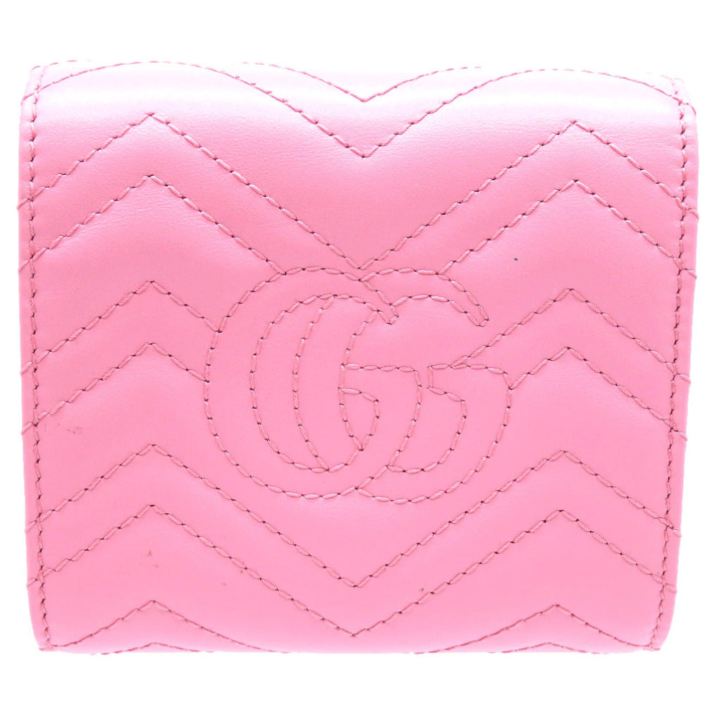 GUCCI Bifold Wallet 598629 leather pink Compact wallet GG Marmont Women