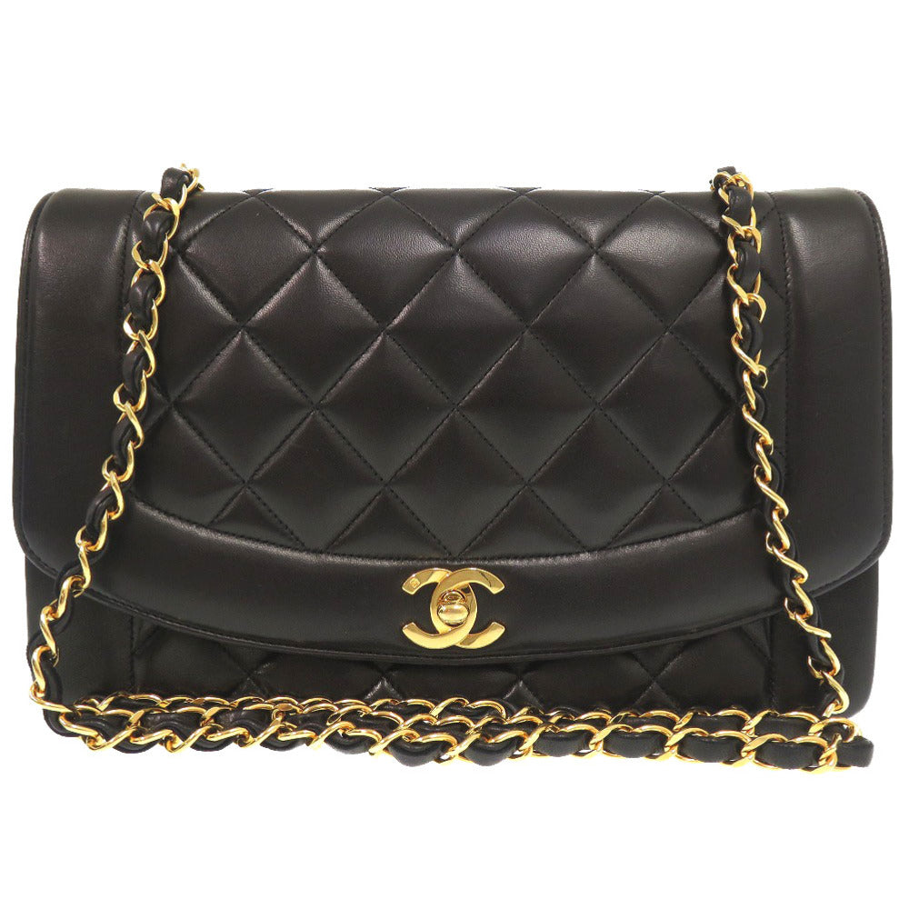 CHANEL Shoulder Bag lambskin black Diana 25 Medium Matelasse COCO Mark