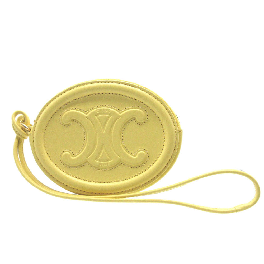 CELINE Coin case 10I483 leather yellow Triomphe unisex(Unisex)