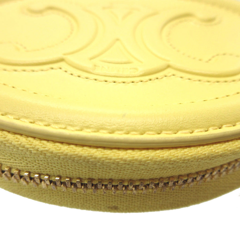 CELINE Coin case 10I483 leather yellow Triomphe unisex(Unisex)