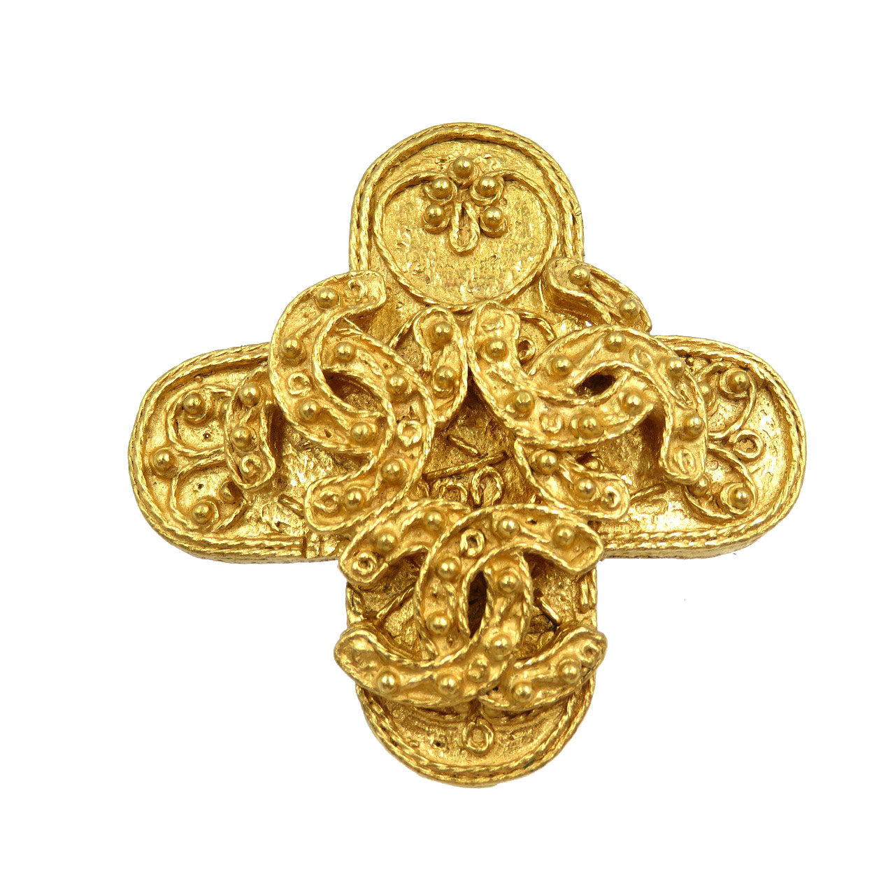 CHANEL Brooch metal gold Triple COCO Mark Women