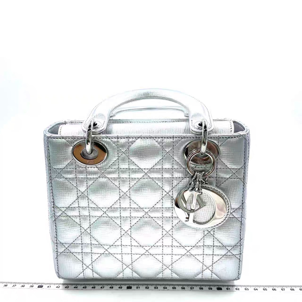 Lady Dior Small My Abcdior Silver Lambskin Leather 2016