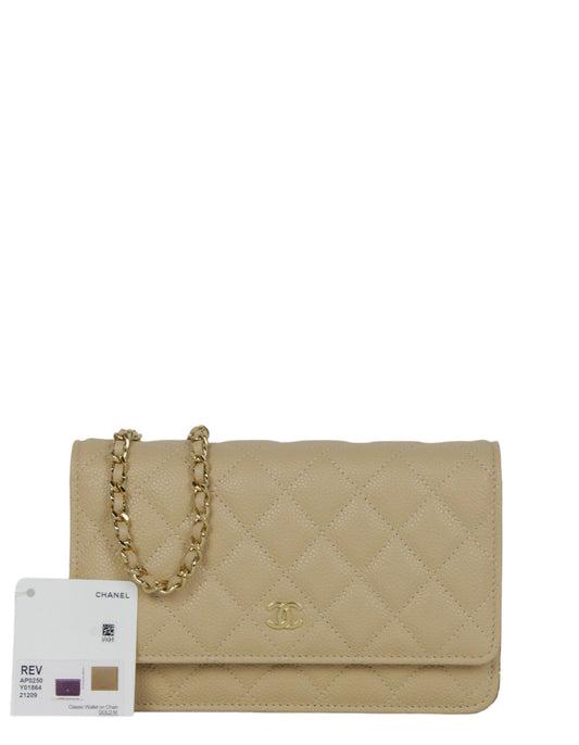 Chanel NWT Beige Caviar Leather WOC Crossbody