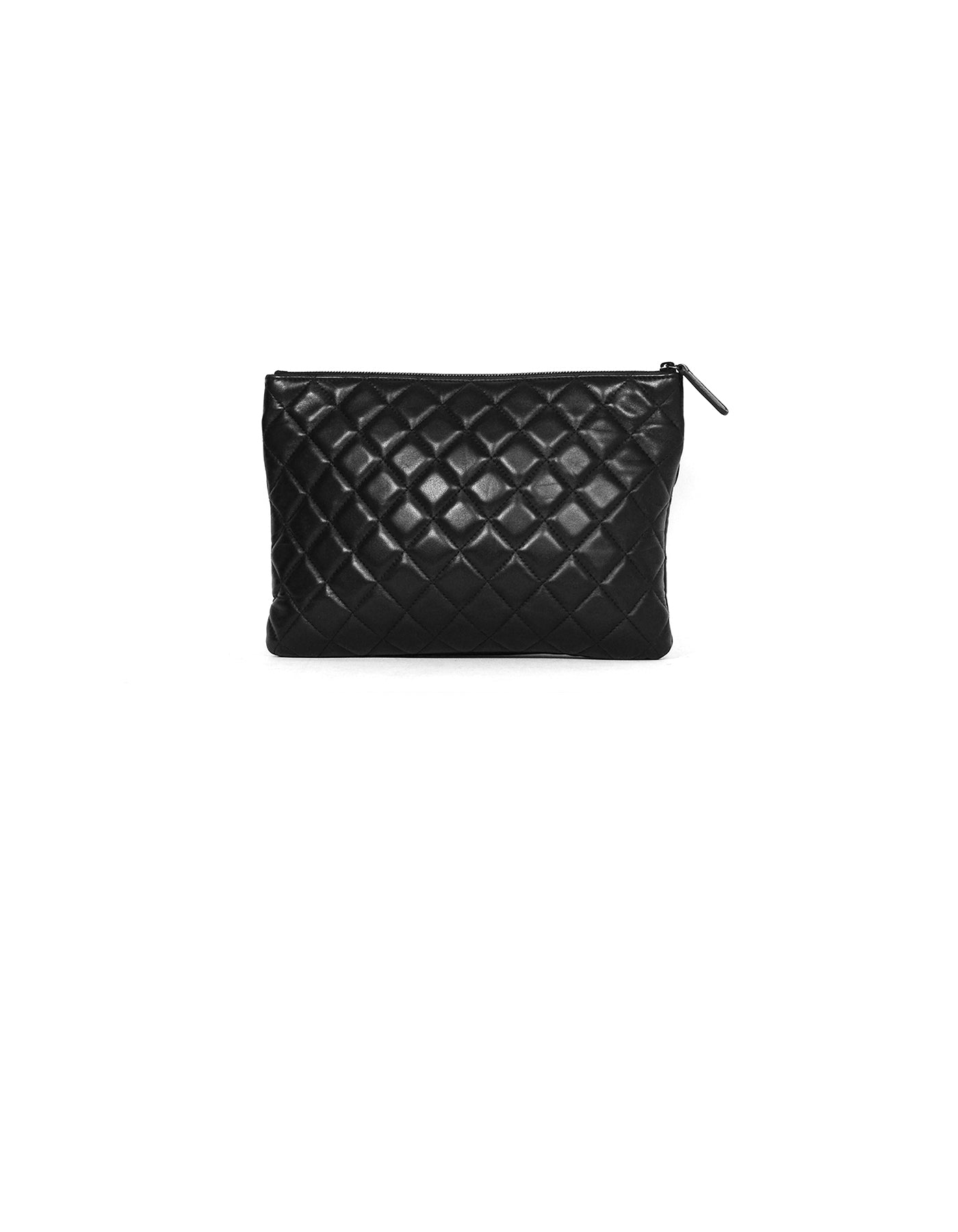 Chanel SO Black Lambskin Quilted Pouch Clutch