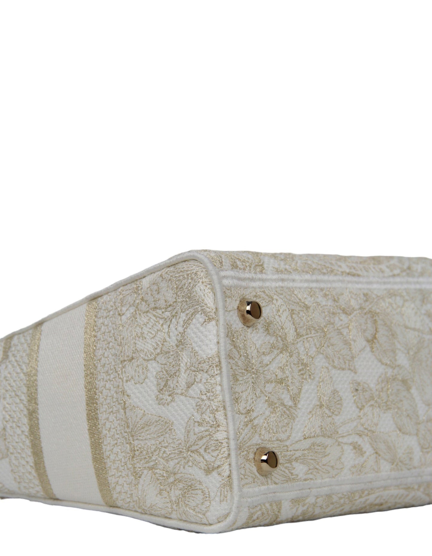 Christian Dior 2023 White/Gold Embroidered Canvas Medium Lady Dior
