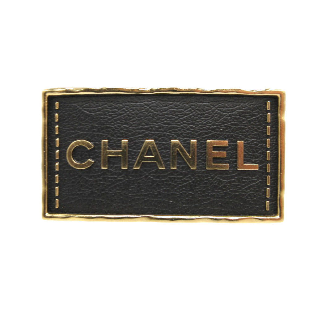 CHANEL Brooch metal black logo Women