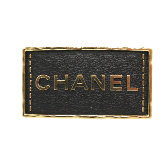CHANEL Brooch metal black logo Women
