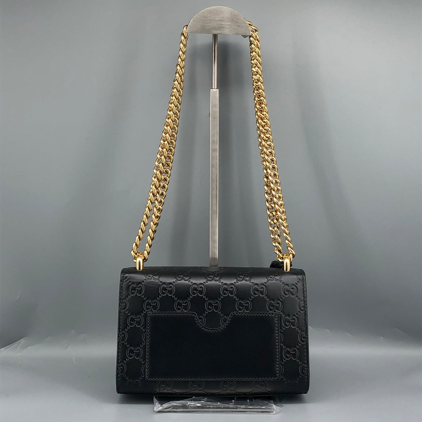 Gucci Black GG Embossed Leather Padlock Shoulder Bag