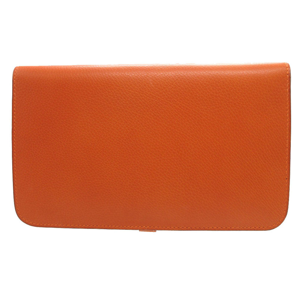 HERMES Long Wallet Purse Togo Orange Dogon GM unisex(Unisex)