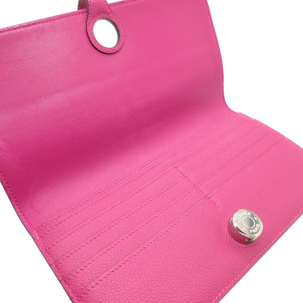 HERMES Long Wallet Purse Evercolor Rose purple Dogon Long Women