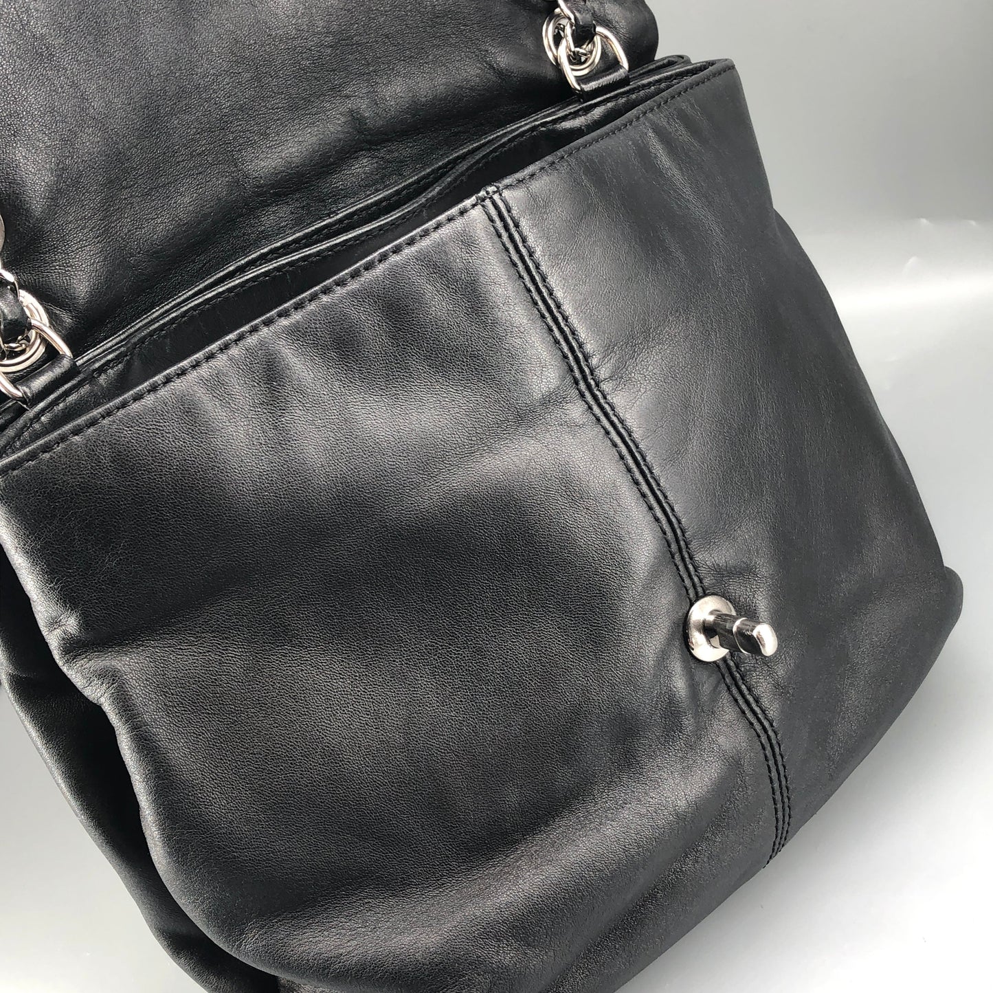 Chanel Lambskin Quilted Large Trianon Messenger Flap Black