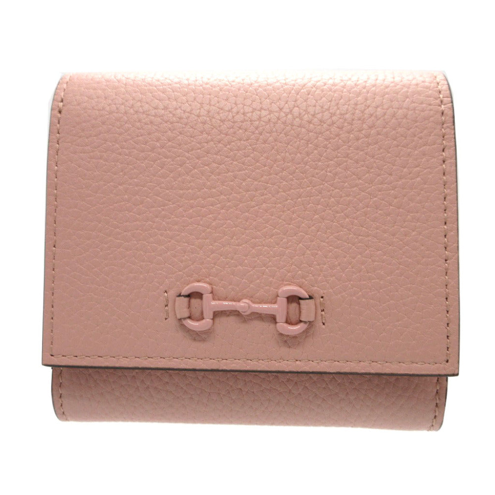 GUCCI Bifold Wallet 745981 leather pink Compact wallet Horsebit Women