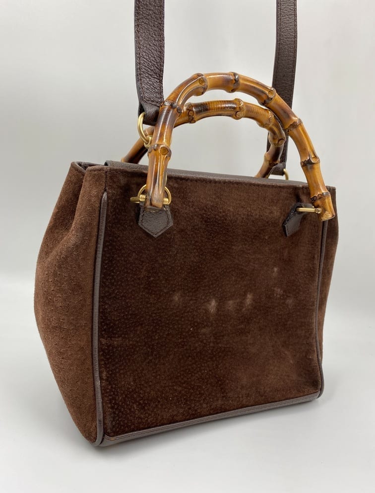 Gucci Bamboo Leather Suede Tote Style 2