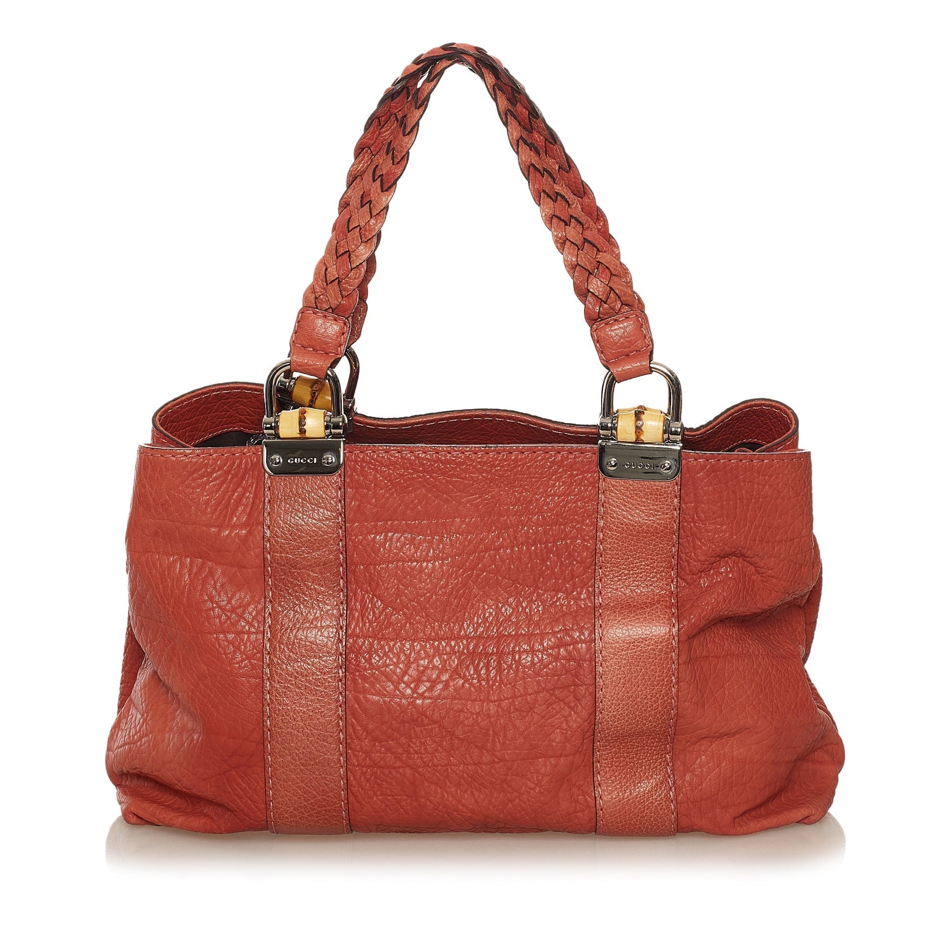 Gucci Bamboo Red Leather Tote Style 2